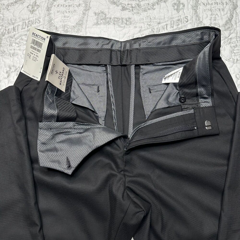 Kenneth Cole REACTION TIC WEAVE SLIM FIT DRESS PANT 30W 32L - Picture 3 of 12